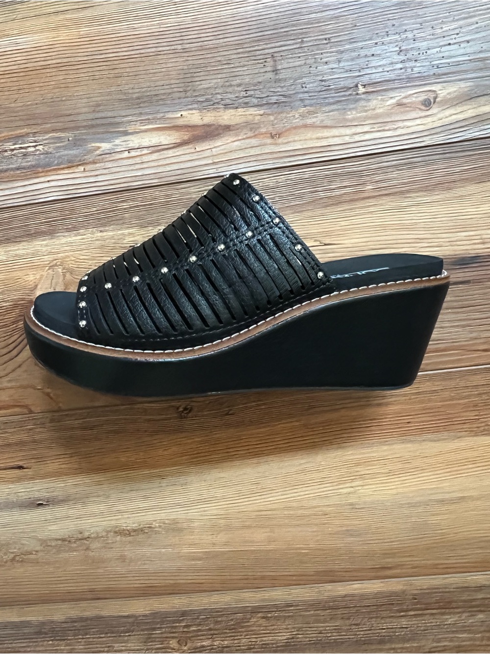 Corkys Black Studded Wedge Slide Sandal. New in Box -Style : Much Better size 7